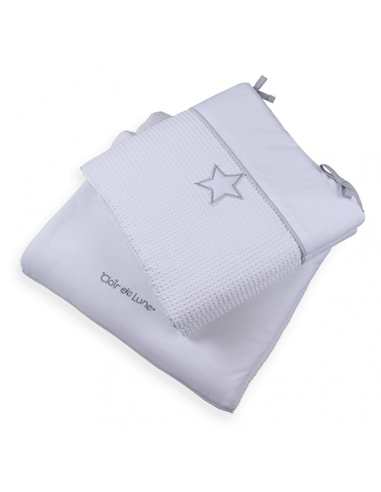 Clair de Lune Silver Lining Cot/Cot Bed Quilt & Bumper Bedding Set-White
