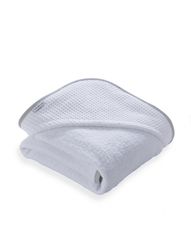 Clair de Lune Waffle Hooded Towel-White