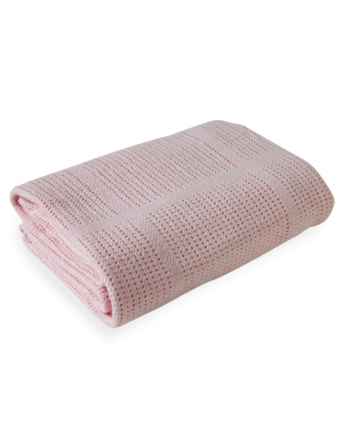 Clair de Lune Soft Cotton Cellular Cot Blanket-Pink