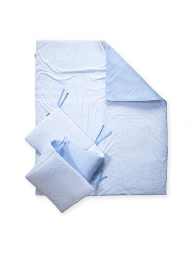 Clair de Lune Stars & Stripes Cot/Cot Bed Quilt & Bumper Bedding Set-Blue